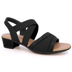 Sandália Feminina Usaflex Salto Bloco Cor:Preto;Tamanho:36