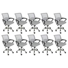 Kit 10 Cadeiras Escritorio Diretor Tela Mesh Tok 3310 - Espresso Móvei