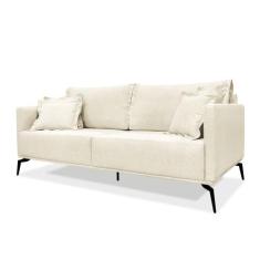 Sofá 2 Lugares Pé de Ferro Preto Rafaela 160 cm Linho Natural S04 - D'