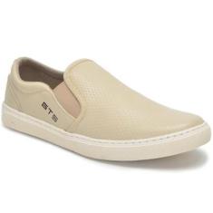 Tênis Slip On Masculino Iate Casual De Couro Sapatênis Sem Cadarço Elástico Conforto Lançamento-Masculino