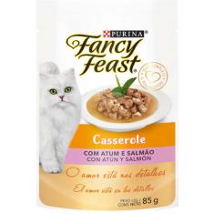 Ração Úmida Nestlé Purina Fancy Feast Sachê Casserole com Atum e Salmão para Gatos Adultos - 85 g