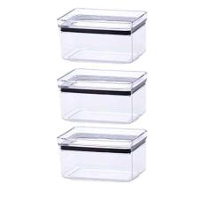 3 Potes Herméticos Retangular Empilháveis 580ml para armazenamento de alimentos
