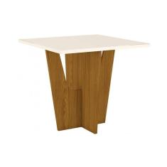Mesa para Cozinha Vértice + Tampo Madeirado 90x90cm Nature/Off White - Henn