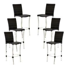 6 Banquetas Alta Cannes Em Alumínio Para Cozinha Bar Edícula Pedra Ferro