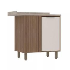 Balcão Canto Reto 95cm 1 Pt com Tampo Aspen Luciane Móveis, Vanilla/Be