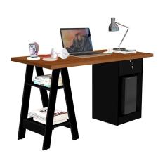 Escrivaninha Com 1 Gaveta Com Chave Valência Canela Preto