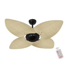 Ventilador De Teto Dormamu Nero Office 4 Pás Palmae Natural 110V Com Controle