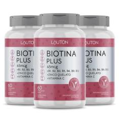 Biotina Plus 60 Cápsulas 45Mcg Lauton 3 Potes