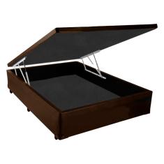 Cama Box Baú Casal Sintético Marrom 42x138x188