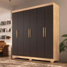 Guarda Roupa Casal Lisboa 6 Portas 2 Gav Com Pés - Quarta Divisão Móve