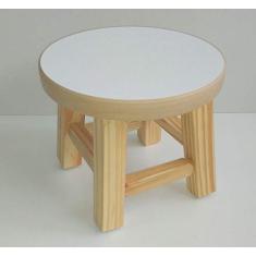 Banqueta Mini Hardman Madeira Natural Ass. Redondo MDF Bco