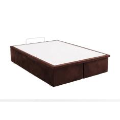 Base para Cama Box Super King Americana com Baú Marrom e Branca