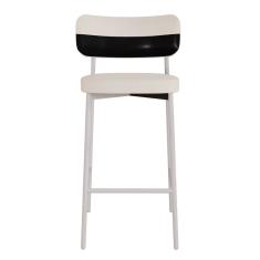 Banqueta Alloa Fixa com 4 Pés 50 X 44,7 X 163,5cm com 1 Unidade Palha/Preto/Branco Epoxi