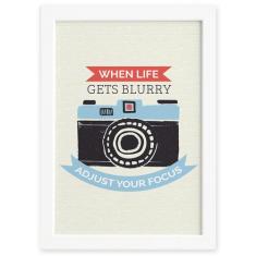 Quadro com Frase Câmera Vintage Moldura Branca 22x32 - Quartinhos