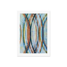 Quadro Abstrato Geométrico Círculos Moldura Branca 33x43cm - Quartinho