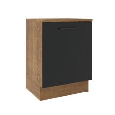 Balcão Madesa Agata 60cm 1 Porta Rustico Preto