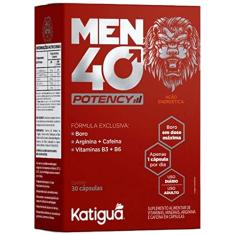 Katiguá, Men 40 Potency, Com Boro, Arginina + Caffeine, Vitamina B3 + B6, Sem sabor, Para Homens, 30 Cápsulas rígidas • 30 doses, Vermelho