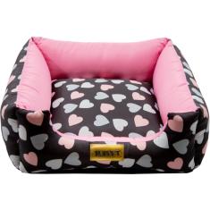 Cama Luppet Quadrada Preto Coração - Tam. G