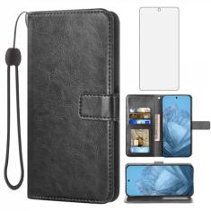 Capa carteira compatível com Google Pixel 9 Pro XL, protetor de tela de vidro temperado e capa flip de couro, suporte de cartão, acessórios de celular, capas para celular para Pixel9 9Pro 9ProXL nove