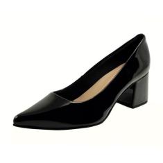Scarpin Salto Baixo Grosso Luiza Sobreira Verniz Preto Mod. 1363, 35