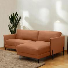 Sofá Decorativo Karine 3 Lugares Sala de estar 230cm com Chaise Pés em