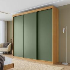 Guarda-roupa Casal 3 Portas de Correr Lisas Samambaia Cabecasa Madeira