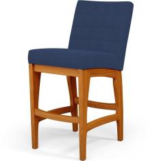 Banqueta Baixa Cozinha Bancada L02 Azul Marinho