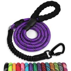 Coleira para cães – Coleira resistente com gancho giratório travável e fios reflexivos, coleira elástica para cães, alça acolchoada confortável para caminhar para cães pequenos, médios e grandes