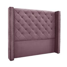 Cabeceira Cama Box Solteiro 90cm e Recamier Vicenza Veludo Uva S04 - D`Rossi