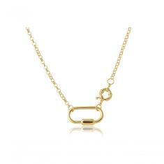 Colar Com Corrente De Elo Largo Com Fecho Bóia Com Mosquetão Folheado Em Ouro 18k