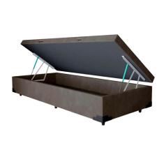 Base para Cama Box Solteiro Martin Premium com Baú Suede (47x88x188) Grafite