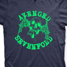 Camiseta Avenged Sevenfold Marinho e Verde em Silk 100% Algodão