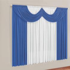 Cortina Montreal 2 Mts Em Malha Janela Sala Quarto Azul
