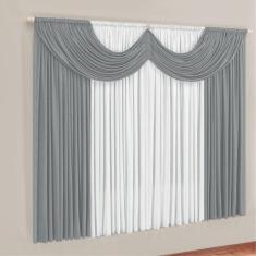 Cortina Montreal 2 Mts Em Malha Janela Sala Quarto Cinza