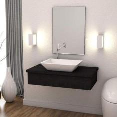 Conjunto Bancada para Banheiro 80cm com Cuba RT45 e Espelheira 801w Me