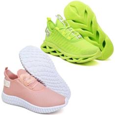Tênis Feminino Esportivo 2 Pares Modelos Diferentes VERDE/LILAS - Evol