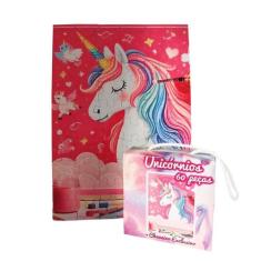 Quebra-Cabeça Unicórnio Colorido 60 Peças + Chaveiro - Reidopendrive