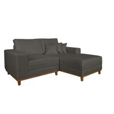 Sofá 3 Lugares Mônaco com Chaise Direto Linho Cinza