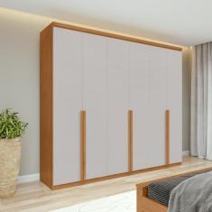 Guarda-Roupa Casal Alonzo 6 Portas 4 Gavetas Amêndoa Clean/Off White -