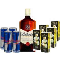 Combo Whisky Ballantine`S 1L + 4 Red Bull + 5 Aguas De Coco