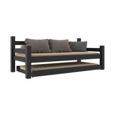 Bicama Madeira Maciça Com Colchões Inclusos Paris Multimóveis Cr4160 Preta