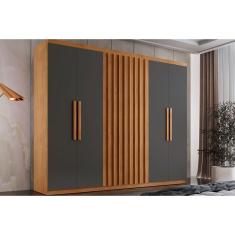 Guarda Roupa Casal 6 Portas E 2 Gavetas Cairo Naturale-grafite Rufato
