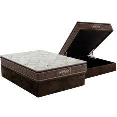 Cama Box Baú Casal: Colchão Anatômico Probel Guarda Costas Extra Firme + Base crc Suede Brown (138x188)