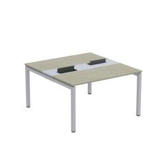 Mesa Plataforma Dupla com Pé de Aço para Coworking 130X140/2P PDC13/14/2P Nogueira Casablanca/Cinza