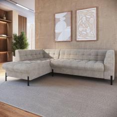 Sofá 3 Lugares com Chaise Terminal Cod. 1997 Zênite Yescasa Bege