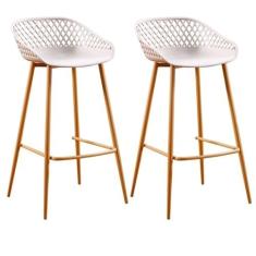 Conjunto com 2 Banquetas Alta com Encosto e Apoio para Pés Clarice Nude