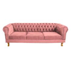 Sofá Chesterfield Capitone Duque Suede Rosa 2,30 - NOVO ENCANTO