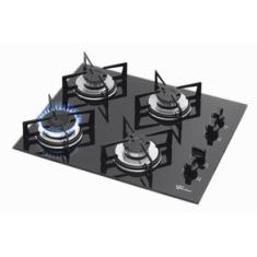 Cooktop a Gás Fischer 4 Bocas com Mesa de Vidro Preto – Bivolt Bivolt