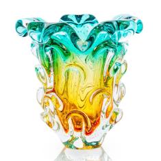 Vaso Em Cristal Murano Esmeralda E Âmbar  São Marcos