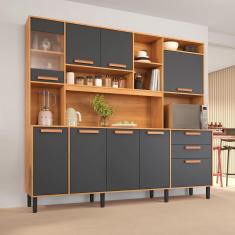 Cozinha Compacta Itatiaia Nápoles com 8 Portas, 3 Gavetas e 9 Prateleiras - 220cm de largura